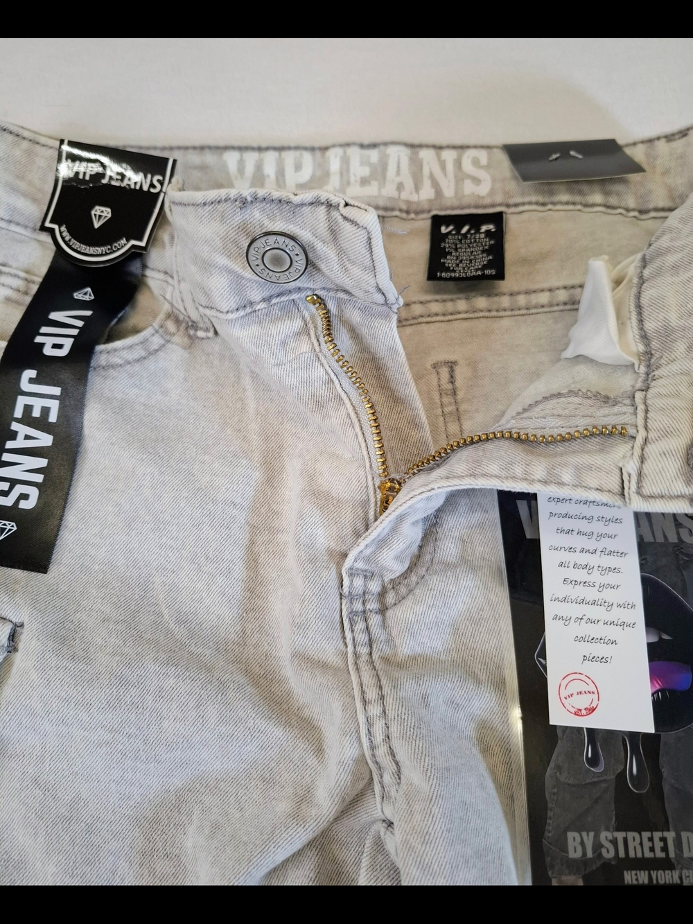 VIP Women’s Size 7 Gray Wide Leg Cargo Jeans - Picture 7 of 10